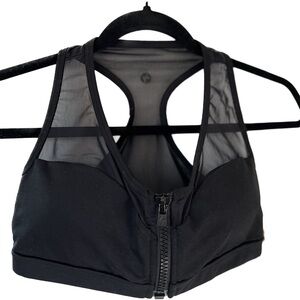 POPFLEX Black Zenith Mesh Front Zip Bra size 8